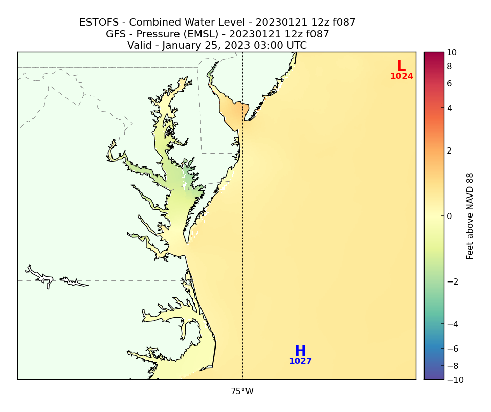 ESTOFS 87 Hour Total Water Level image (ft)