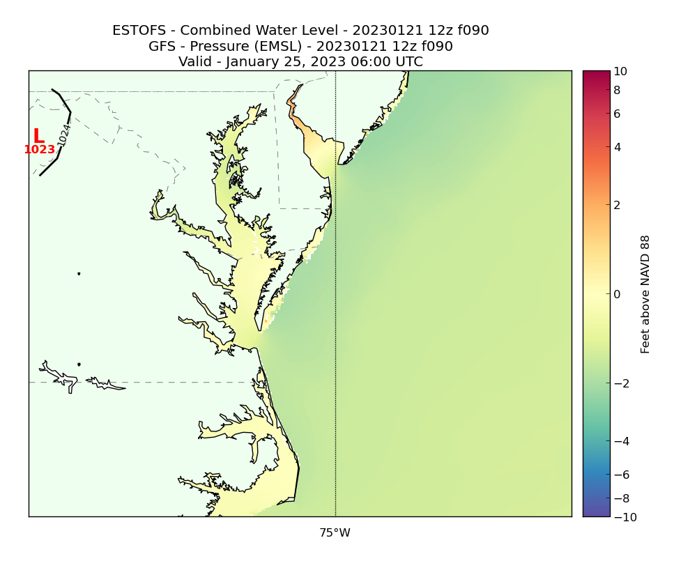 ESTOFS 90 Hour Total Water Level image (ft)