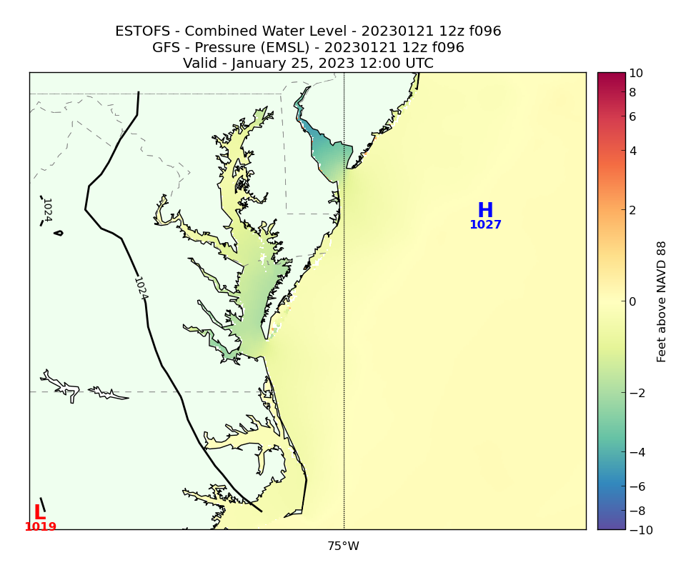 ESTOFS 96 Hour Total Water Level image (ft)
