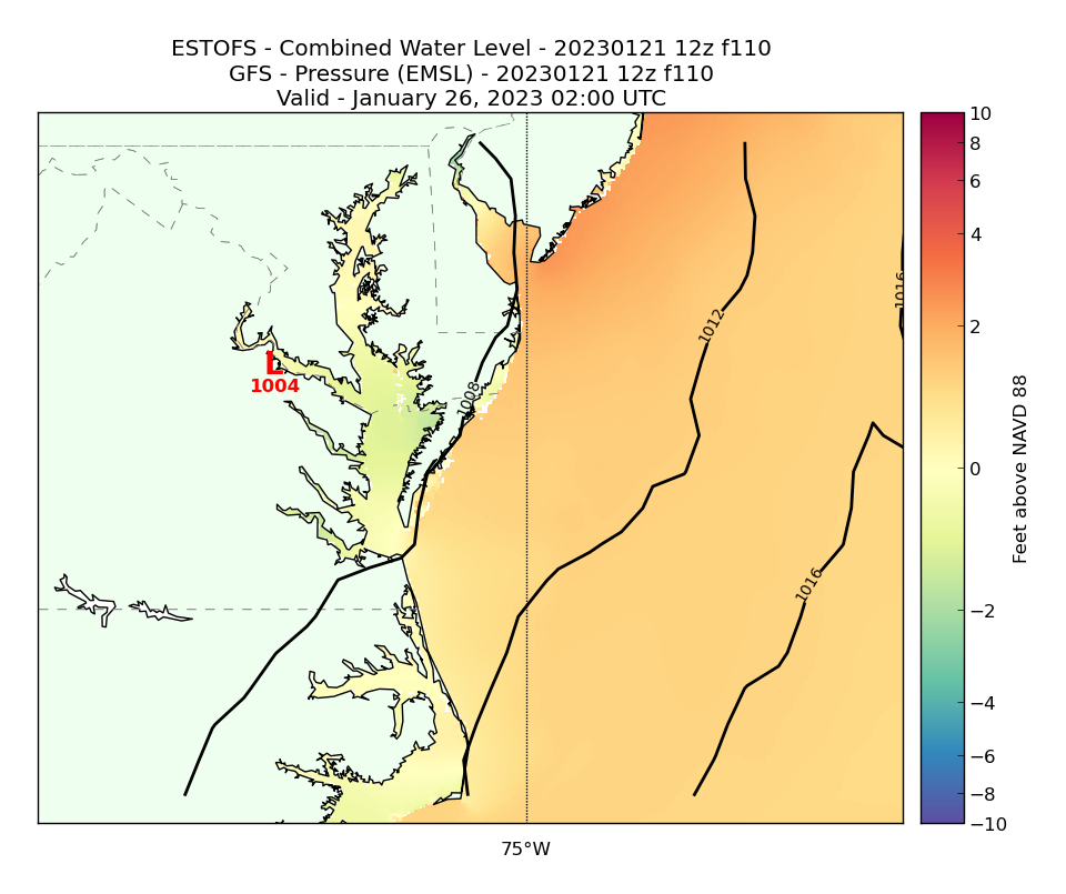 ESTOFS 110 Hour Total Water Level image (ft)