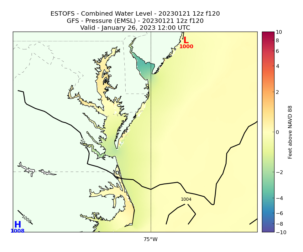 ESTOFS 120 Hour Total Water Level image (ft)