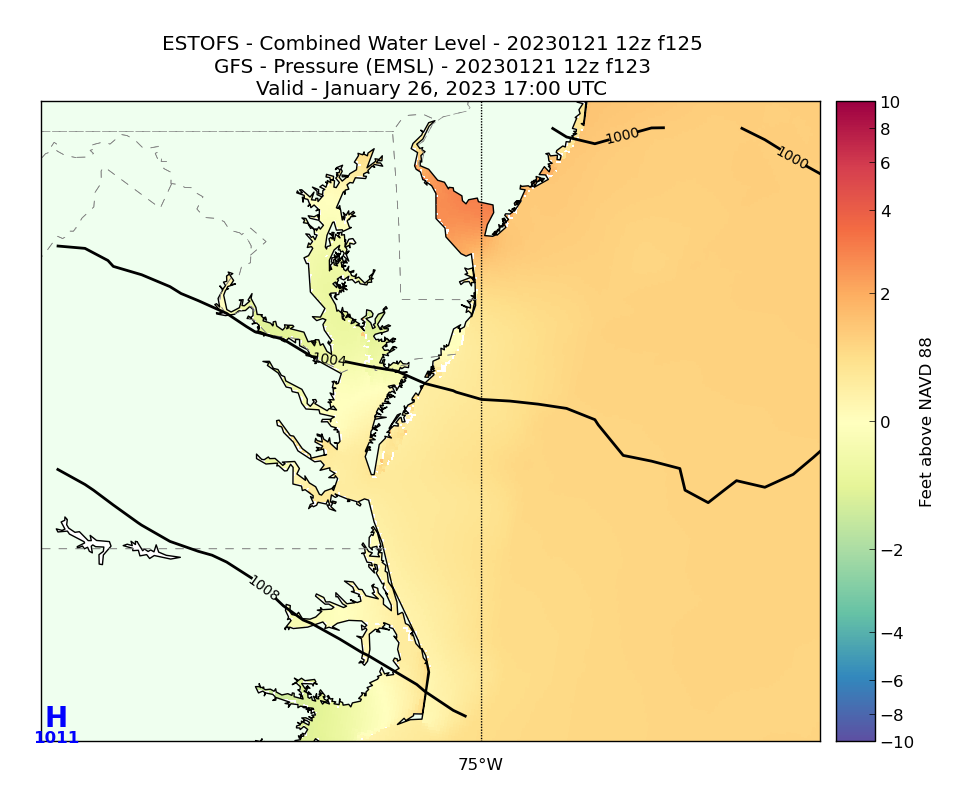 ESTOFS 125 Hour Total Water Level image (ft)