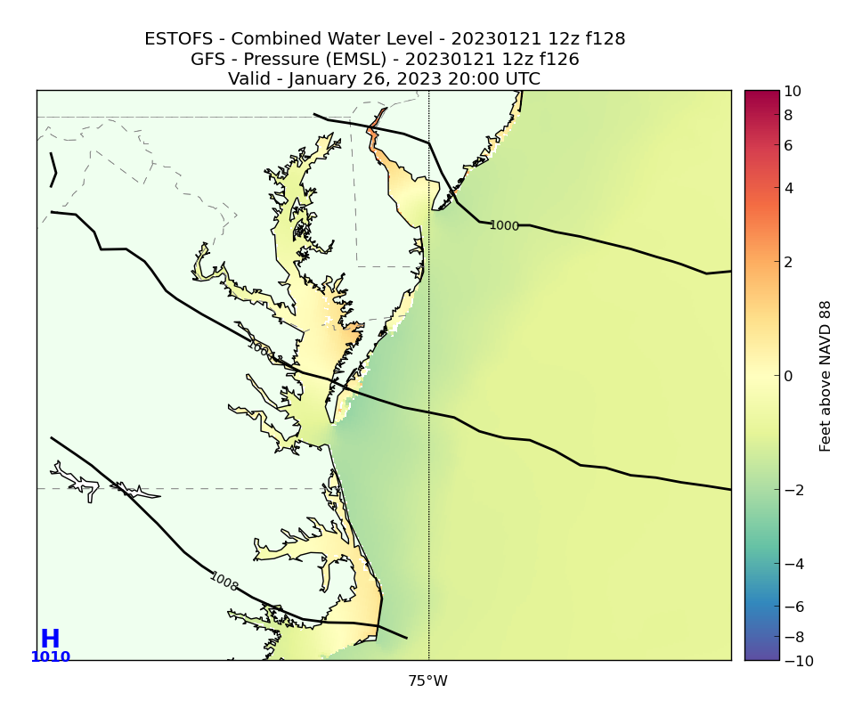 ESTOFS 128 Hour Total Water Level image (ft)