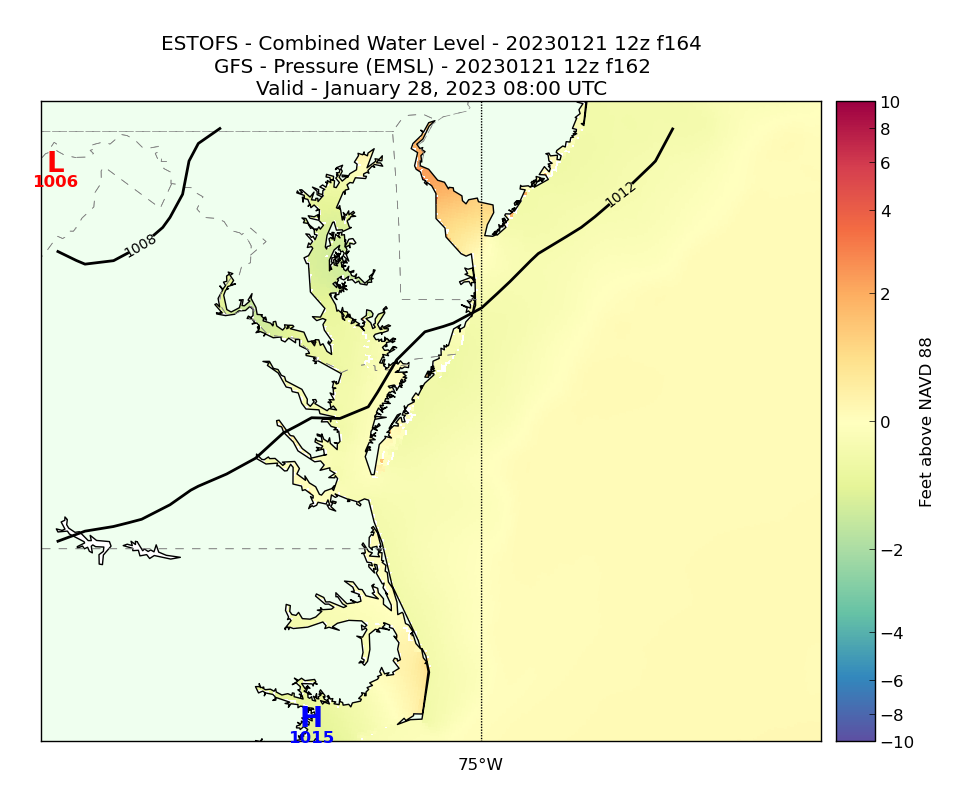 ESTOFS 164 Hour Total Water Level image (ft)