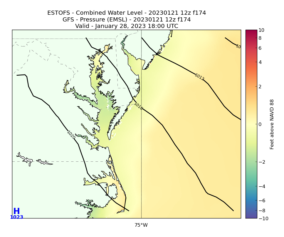 ESTOFS 174 Hour Total Water Level image (ft)