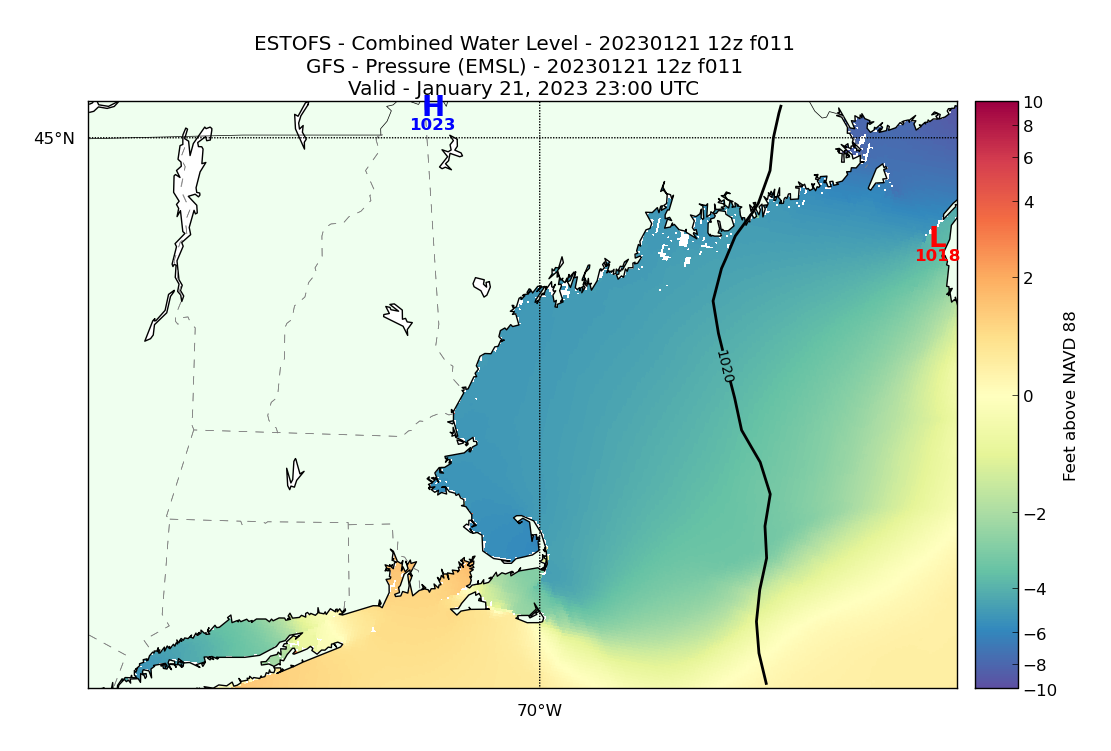 ESTOFS 11 Hour Total Water Level image (ft)