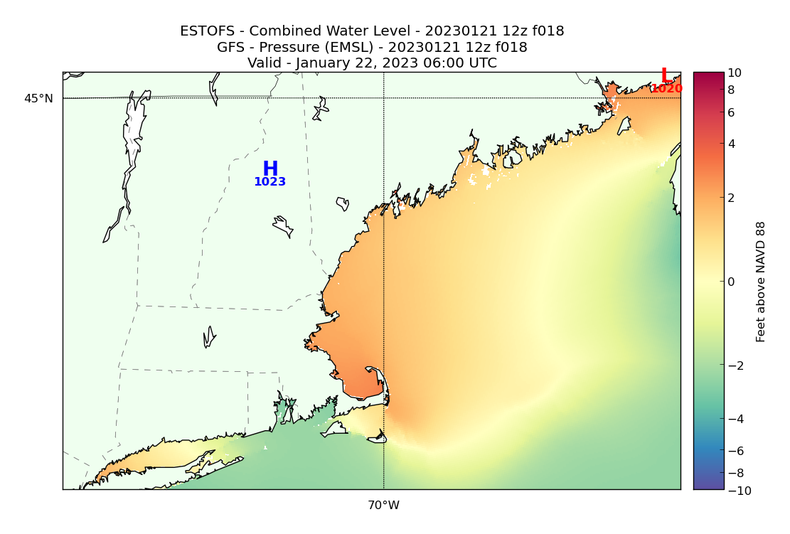 ESTOFS 18 Hour Total Water Level image (ft)