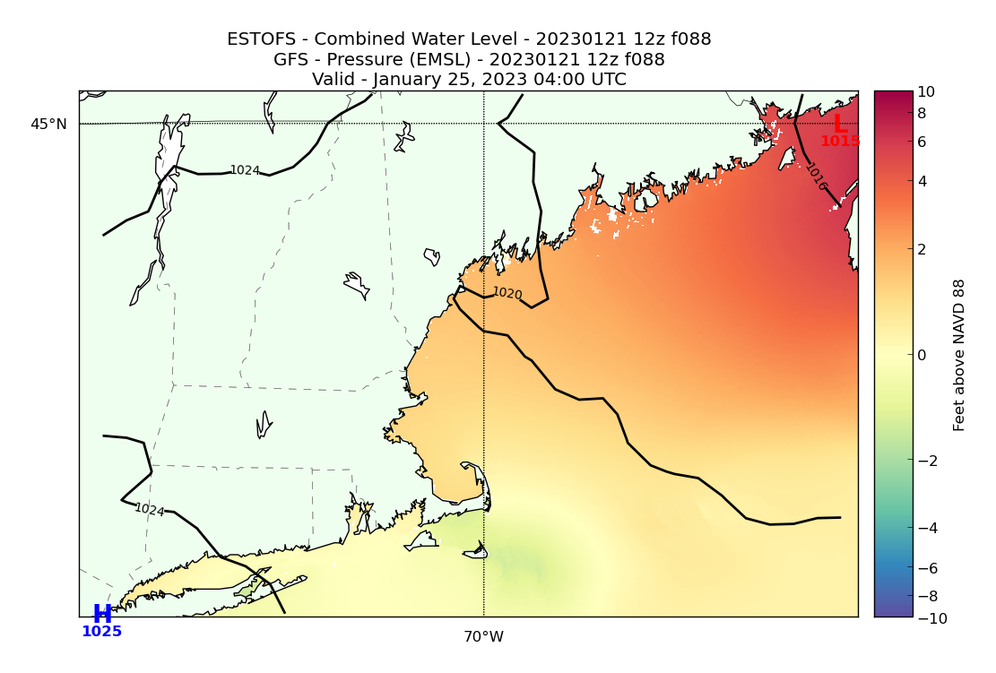 ESTOFS 88 Hour Total Water Level image (ft)