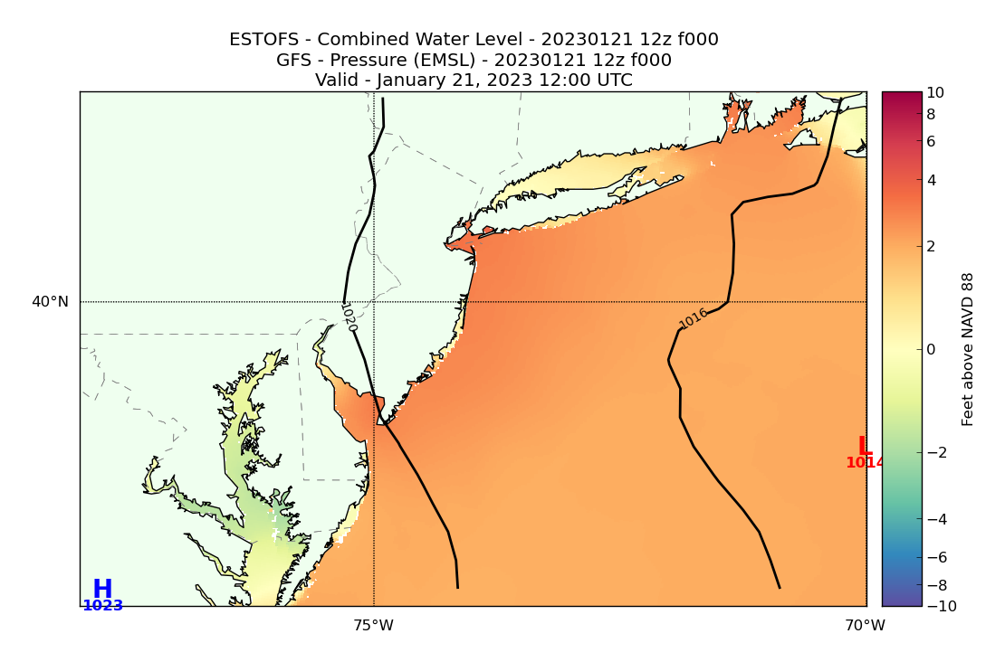 ESTOFS 0 Hour Total Water Level image (ft)