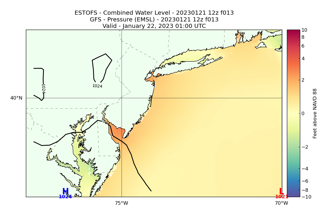 ESTOFS 13 Hour Total Water Level image (ft)