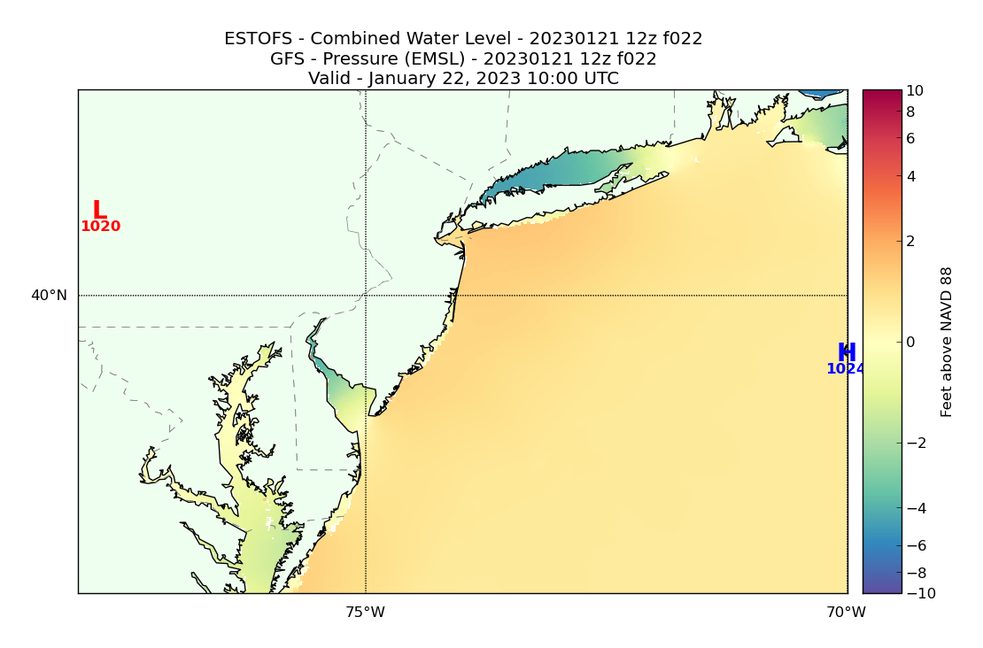 ESTOFS 22 Hour Total Water Level image (ft)
