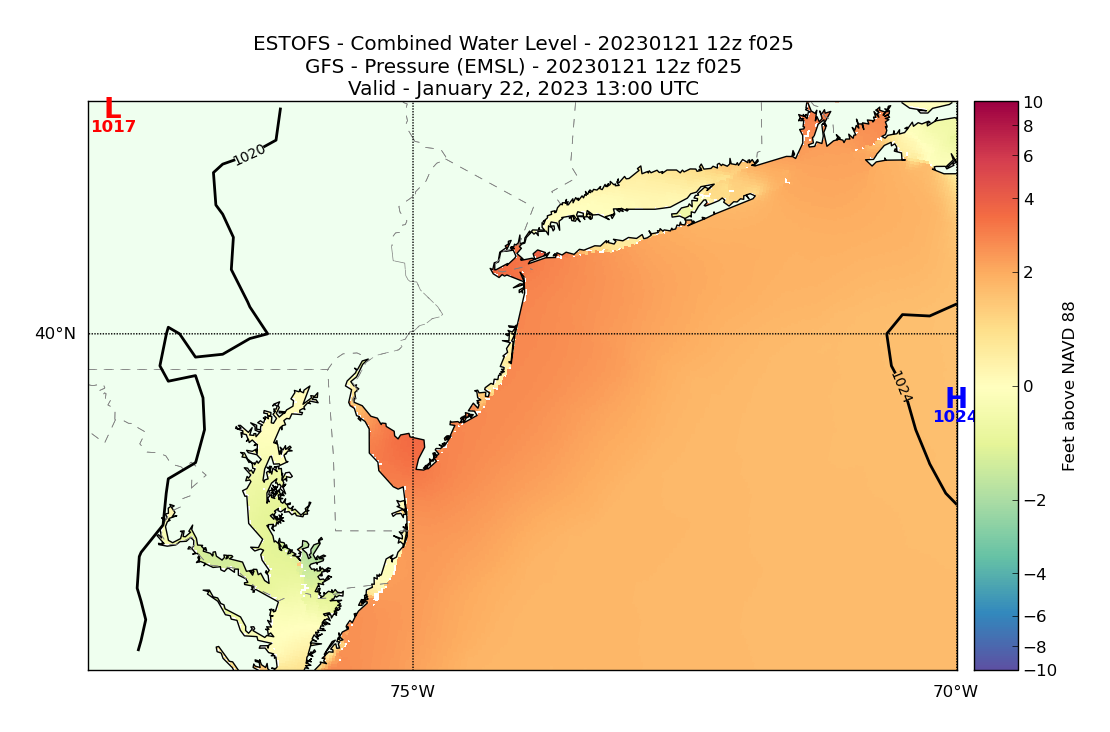 ESTOFS 25 Hour Total Water Level image (ft)