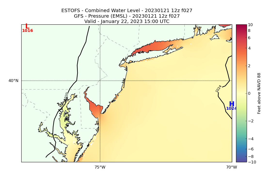 ESTOFS 27 Hour Total Water Level image (ft)