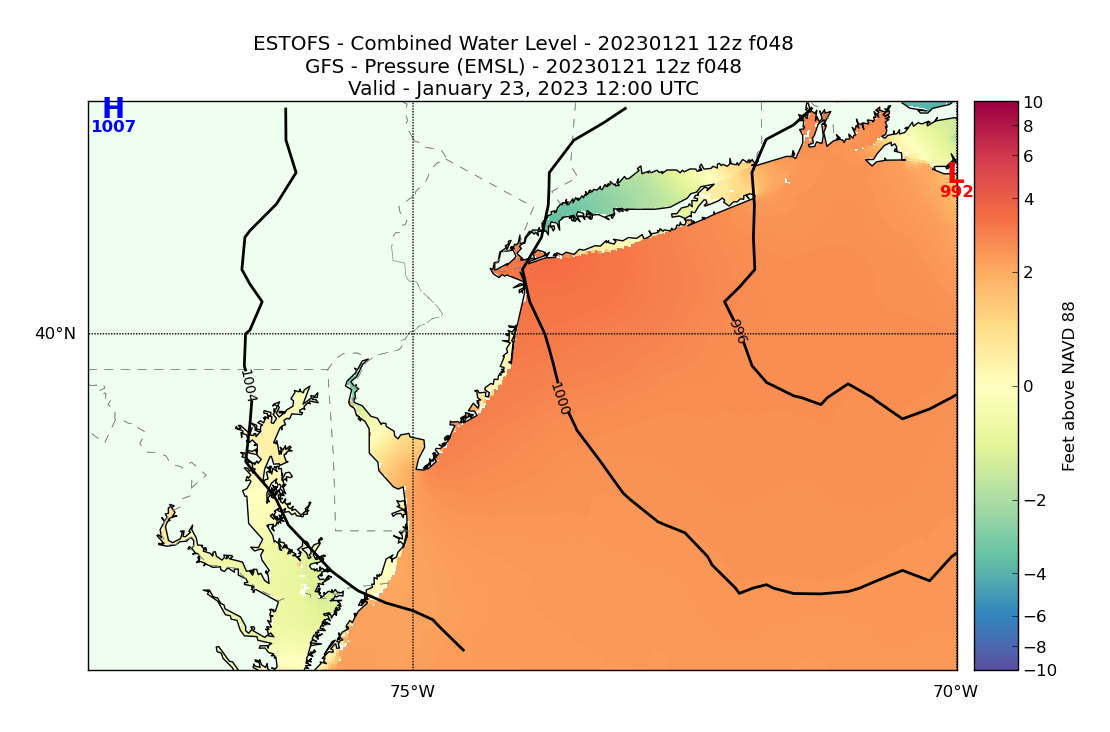 ESTOFS 48 Hour Total Water Level image (ft)