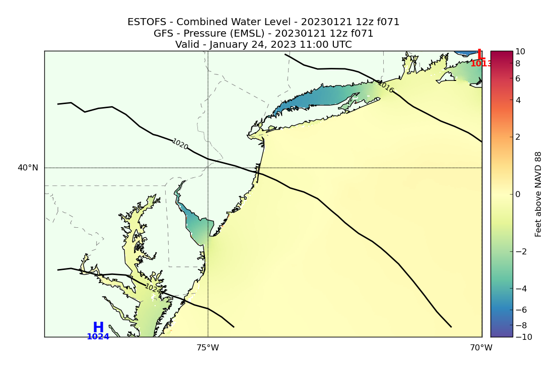 ESTOFS 71 Hour Total Water Level image (ft)