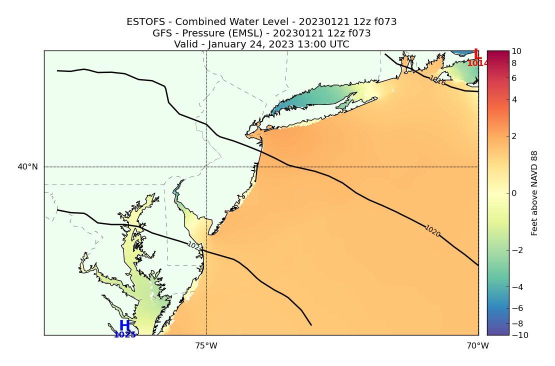 ESTOFS 73 Hour Total Water Level image (ft)