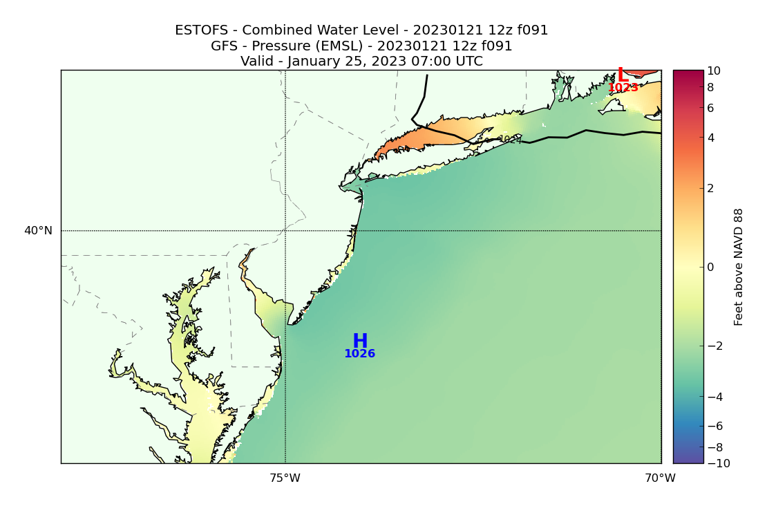 ESTOFS 91 Hour Total Water Level image (ft)