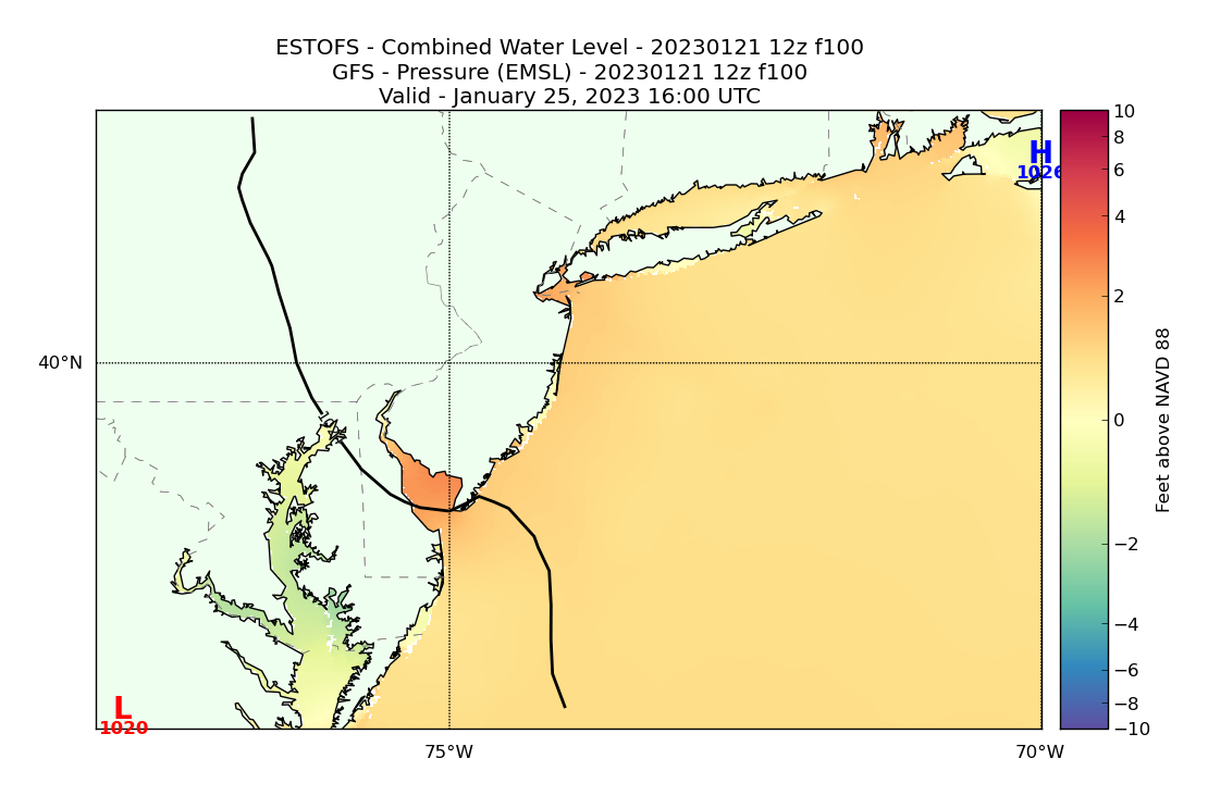 ESTOFS 100 Hour Total Water Level image (ft)