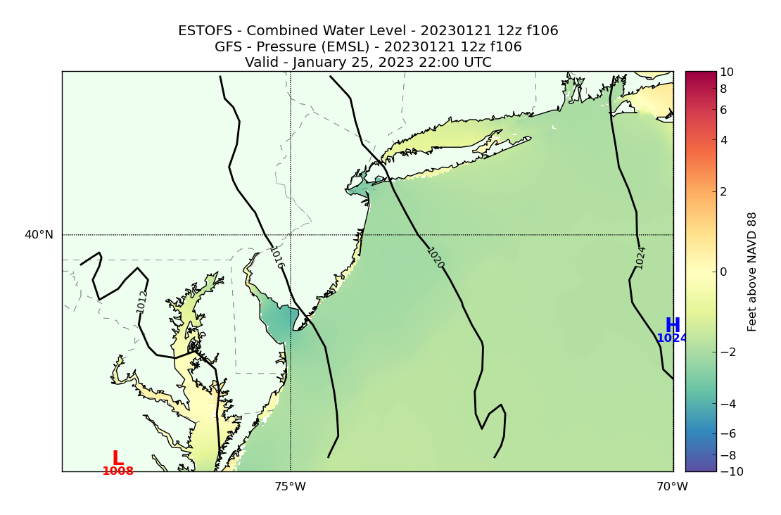 ESTOFS 106 Hour Total Water Level image (ft)