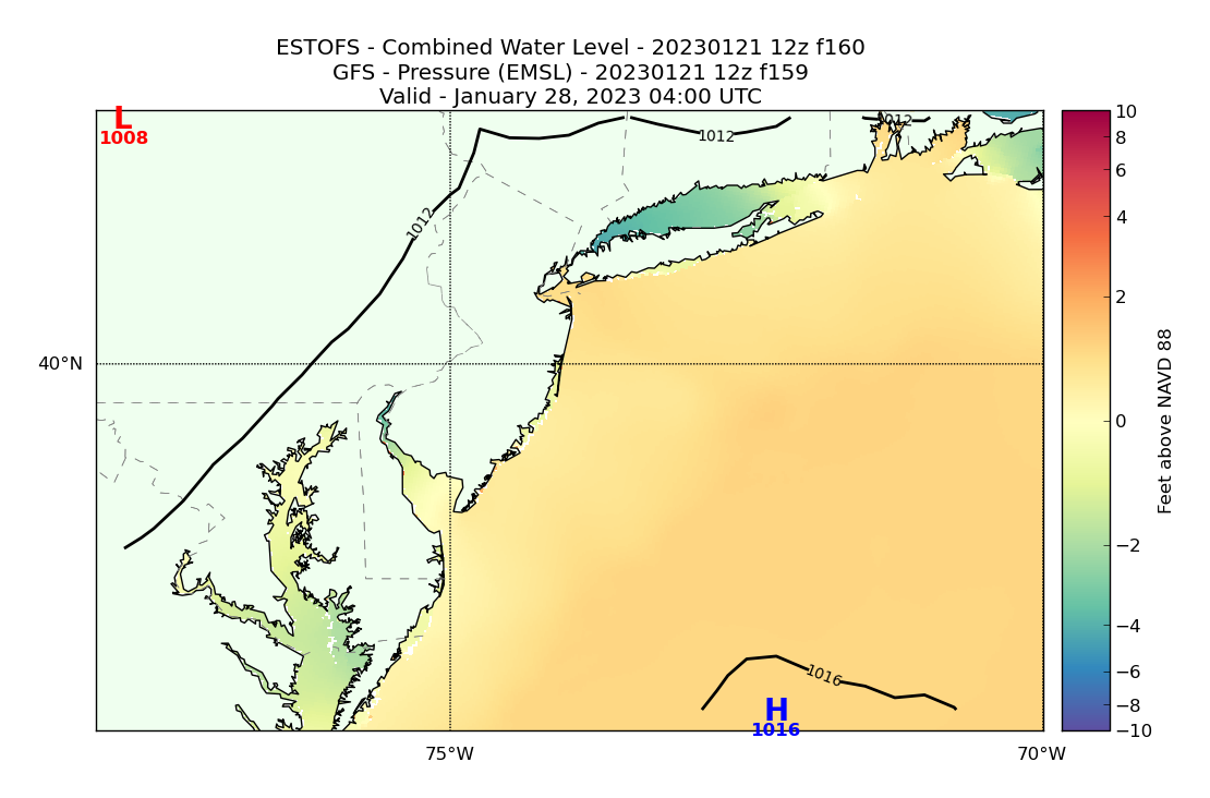 ESTOFS 160 Hour Total Water Level image (ft)