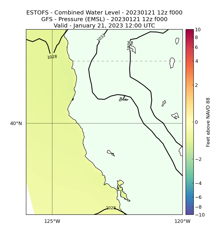 ESTOFS 0 Hour Total Water Level image (ft)