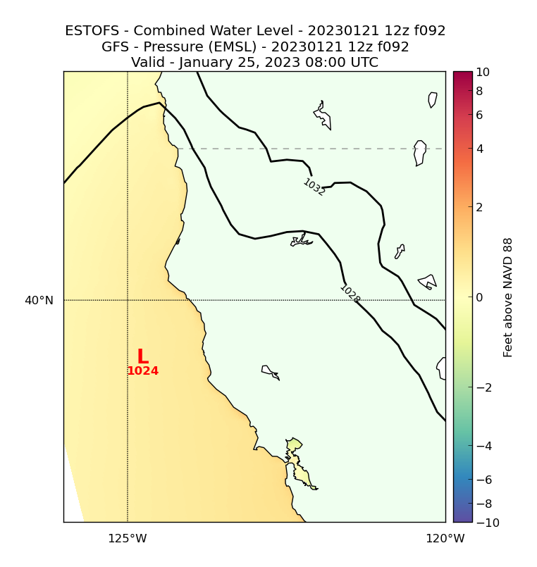 ESTOFS 92 Hour Total Water Level image (ft)