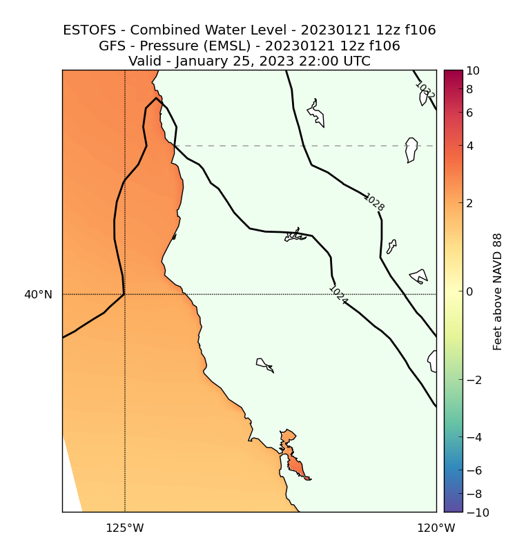 ESTOFS 106 Hour Total Water Level image (ft)