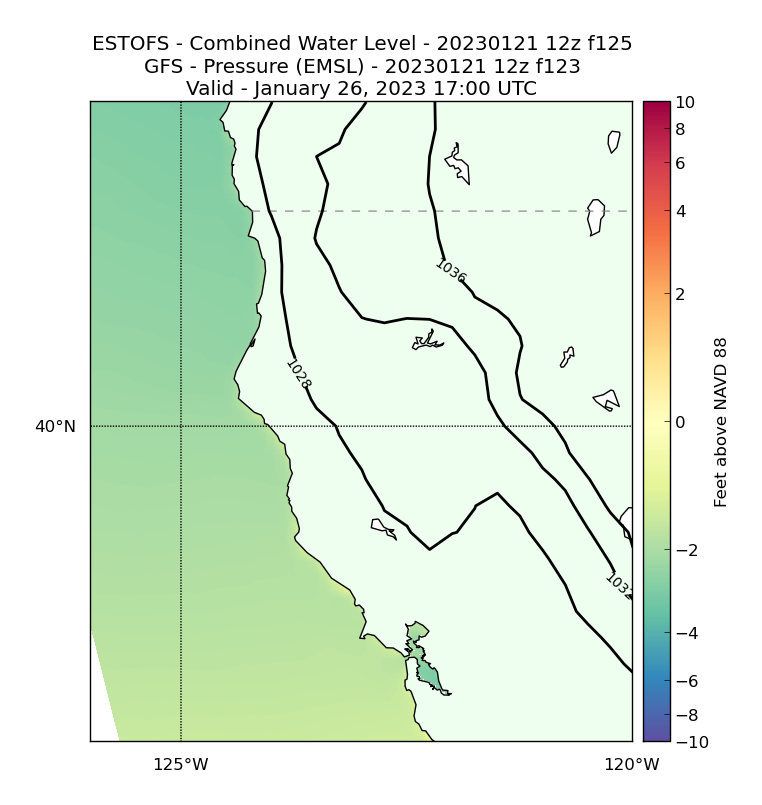 ESTOFS 125 Hour Total Water Level image (ft)