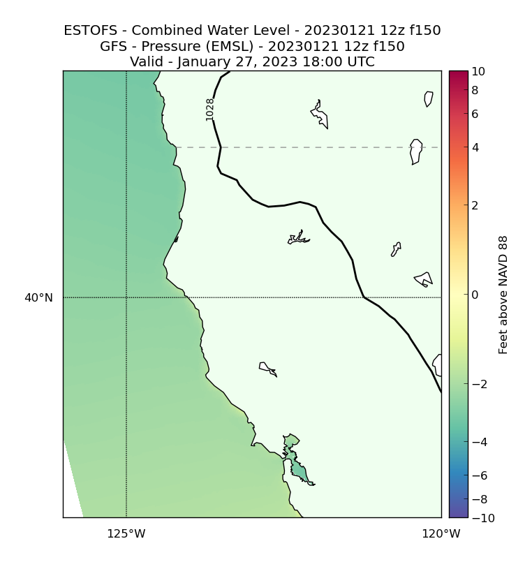 ESTOFS 150 Hour Total Water Level image (ft)