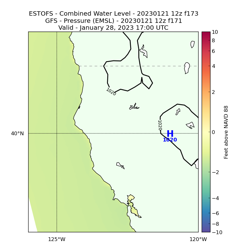ESTOFS 173 Hour Total Water Level image (ft)