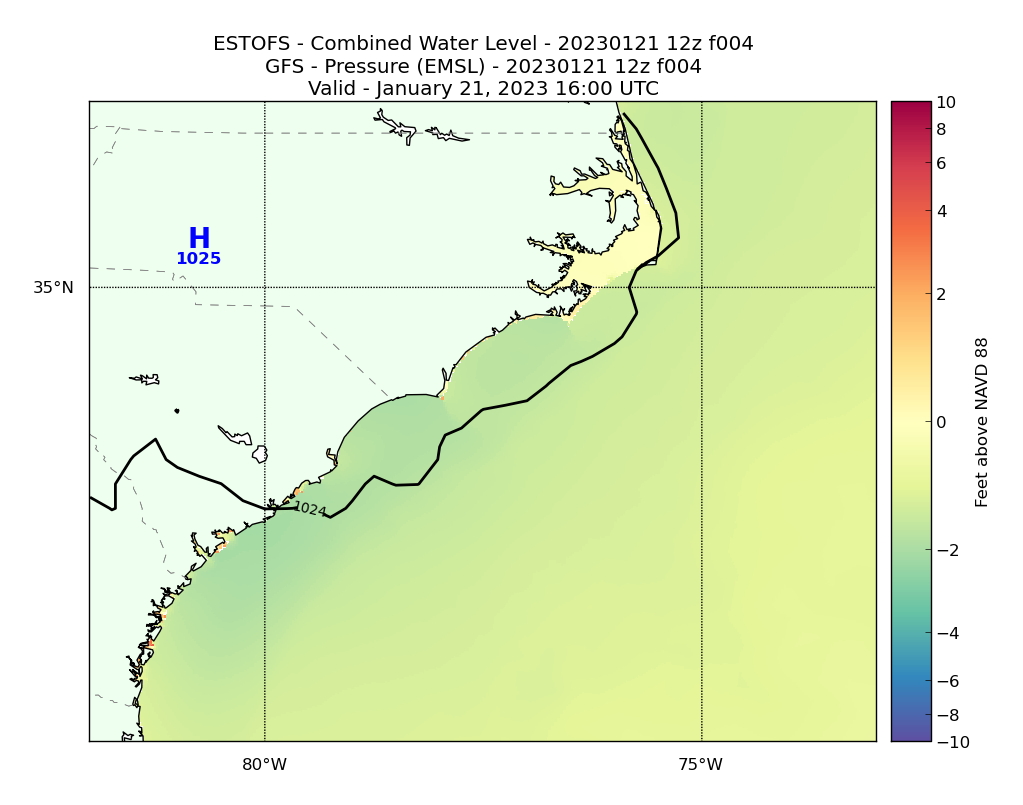 ESTOFS 4 Hour Total Water Level image (ft)