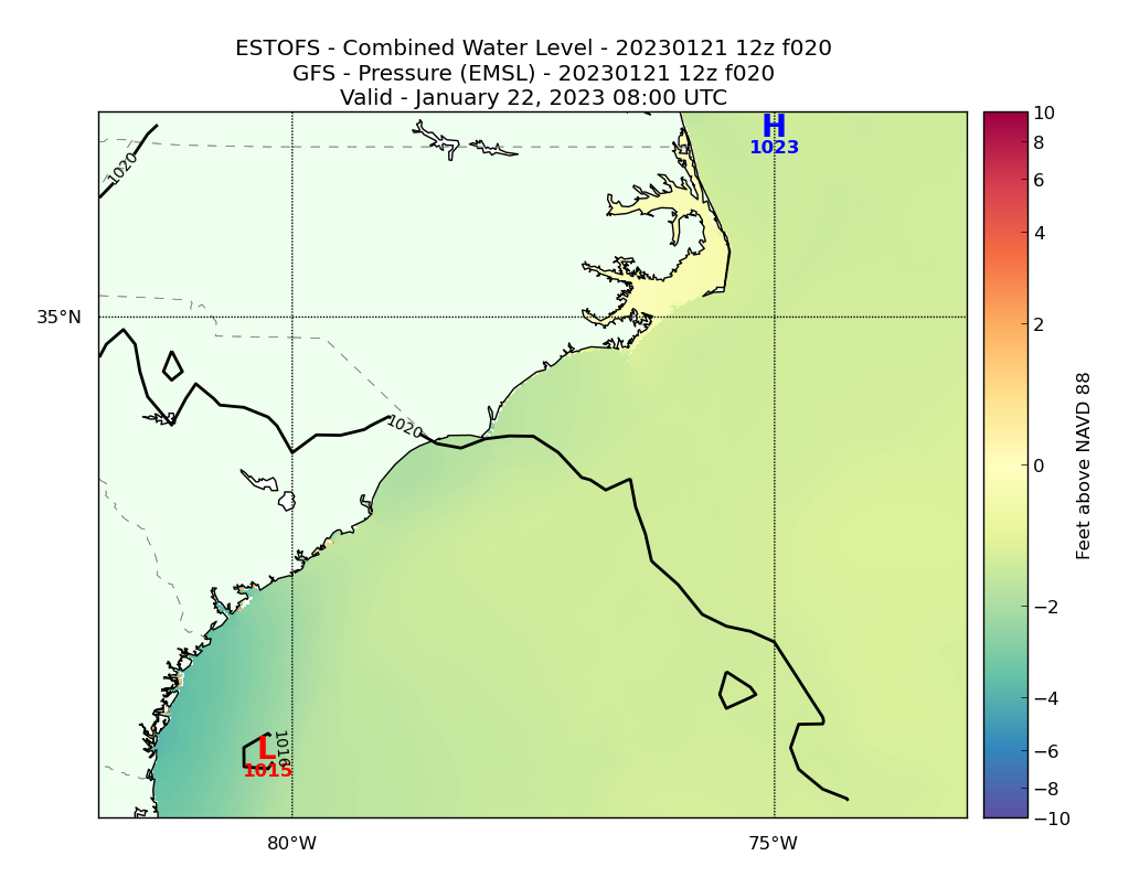 ESTOFS 20 Hour Total Water Level image (ft)