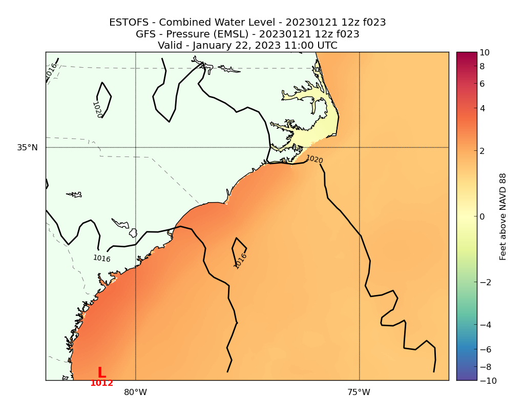ESTOFS 23 Hour Total Water Level image (ft)