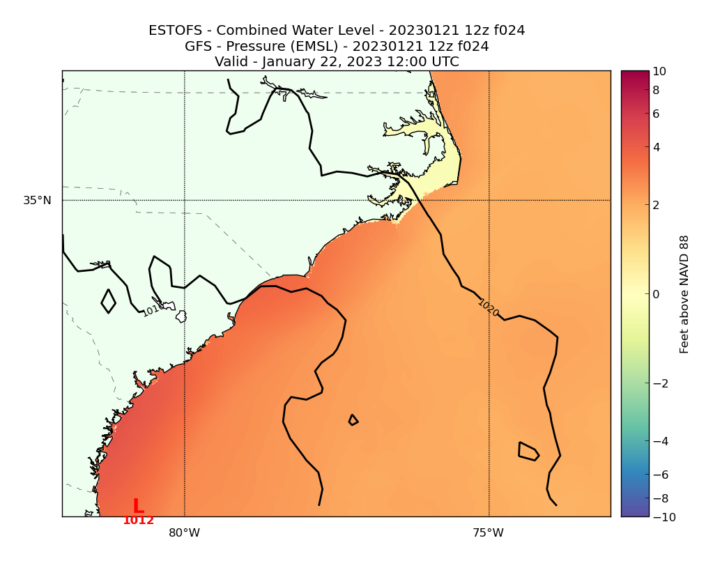 ESTOFS 24 Hour Total Water Level image (ft)