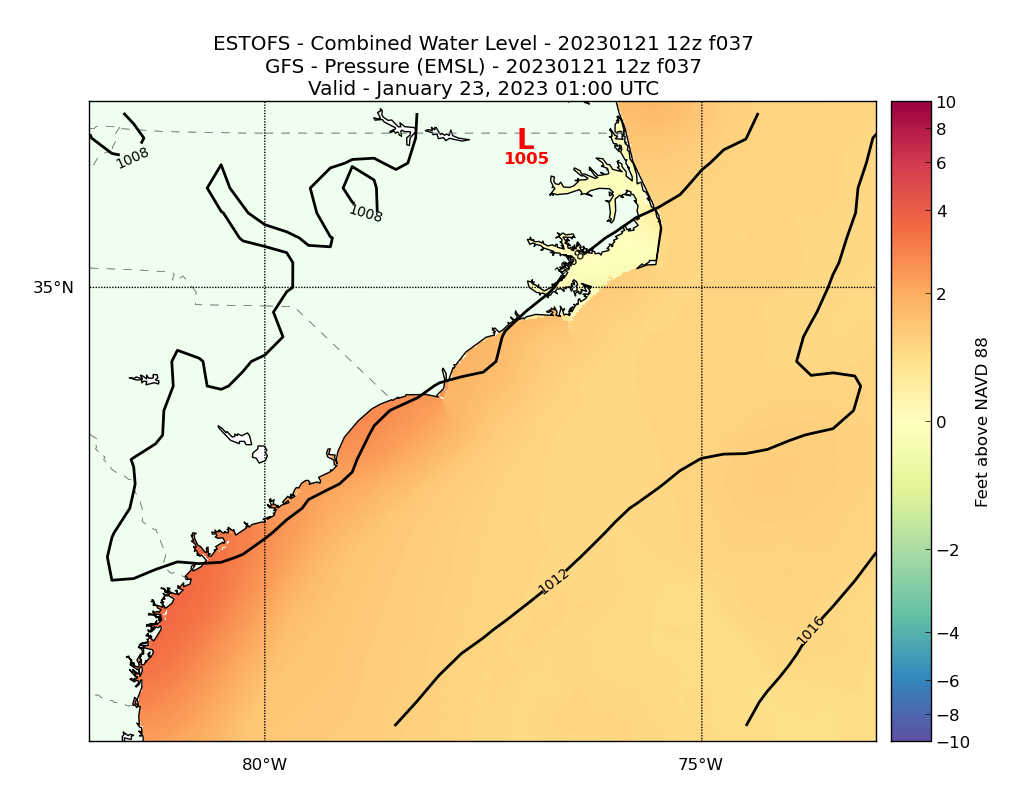 ESTOFS 37 Hour Total Water Level image (ft)