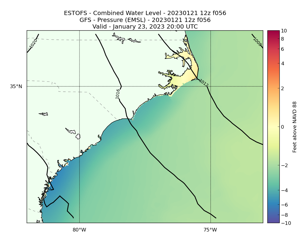 ESTOFS 56 Hour Total Water Level image (ft)
