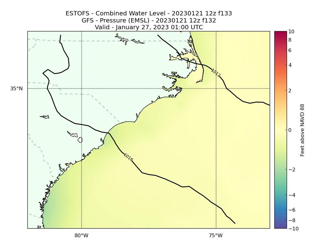 ESTOFS 133 Hour Total Water Level image (ft)