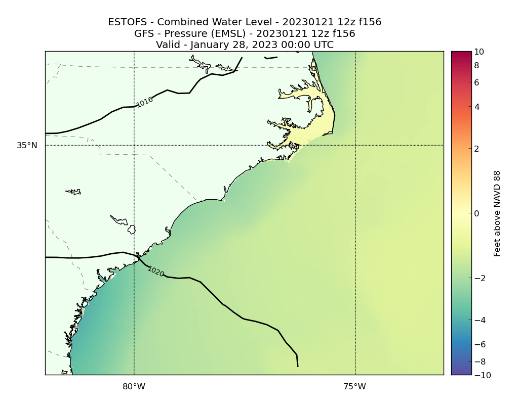 ESTOFS 156 Hour Total Water Level image (ft)