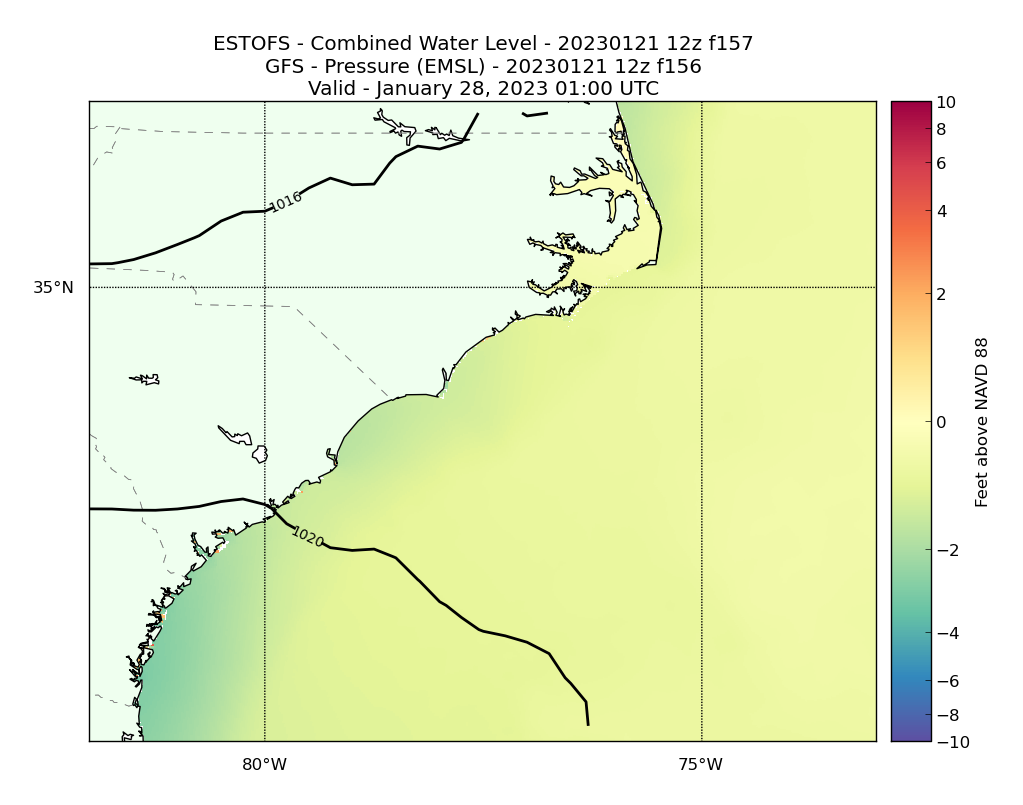 ESTOFS 157 Hour Total Water Level image (ft)