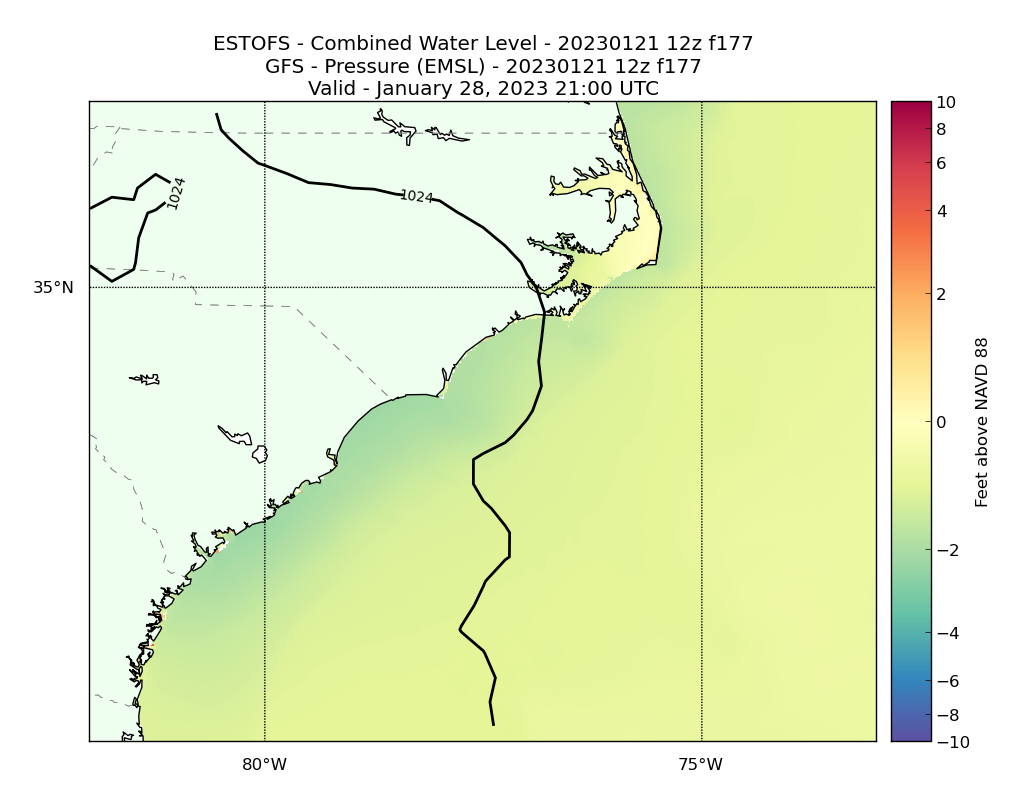 ESTOFS 177 Hour Total Water Level image (ft)