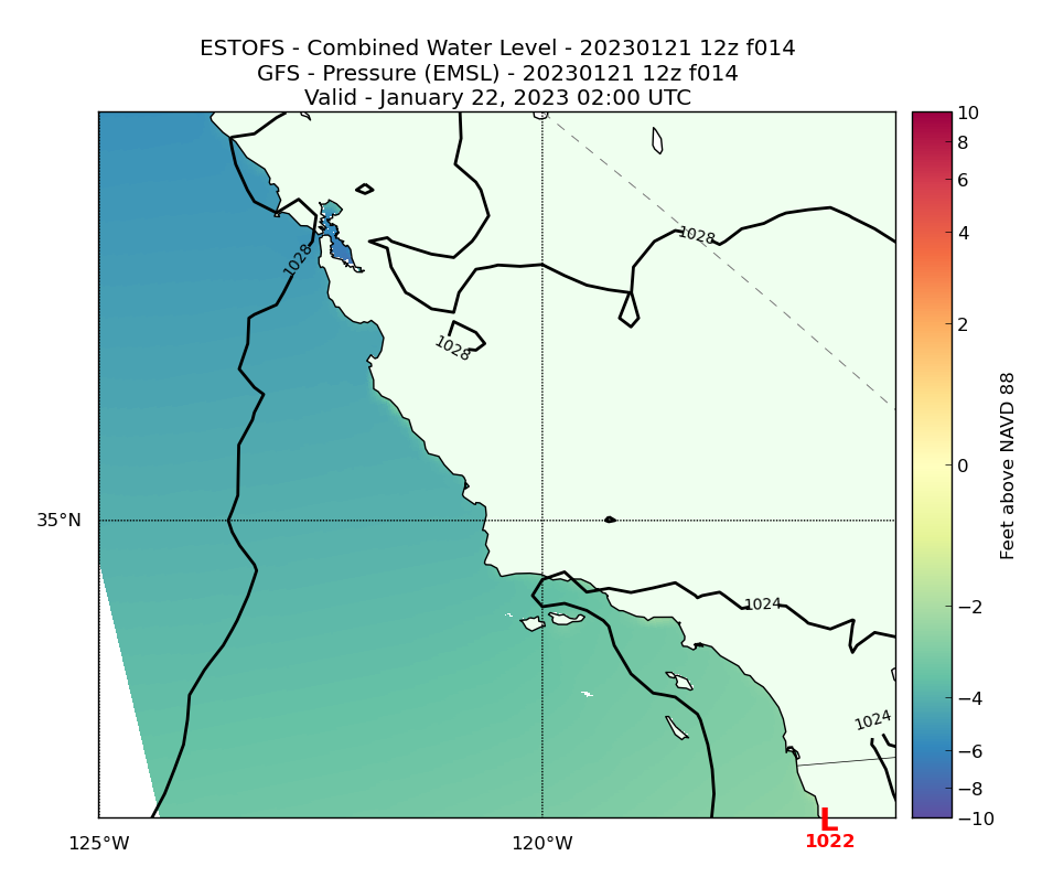 ESTOFS 14 Hour Total Water Level image (ft)