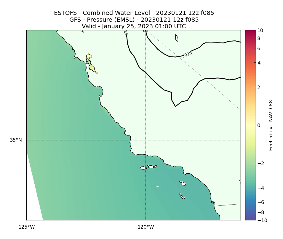 ESTOFS 85 Hour Total Water Level image (ft)