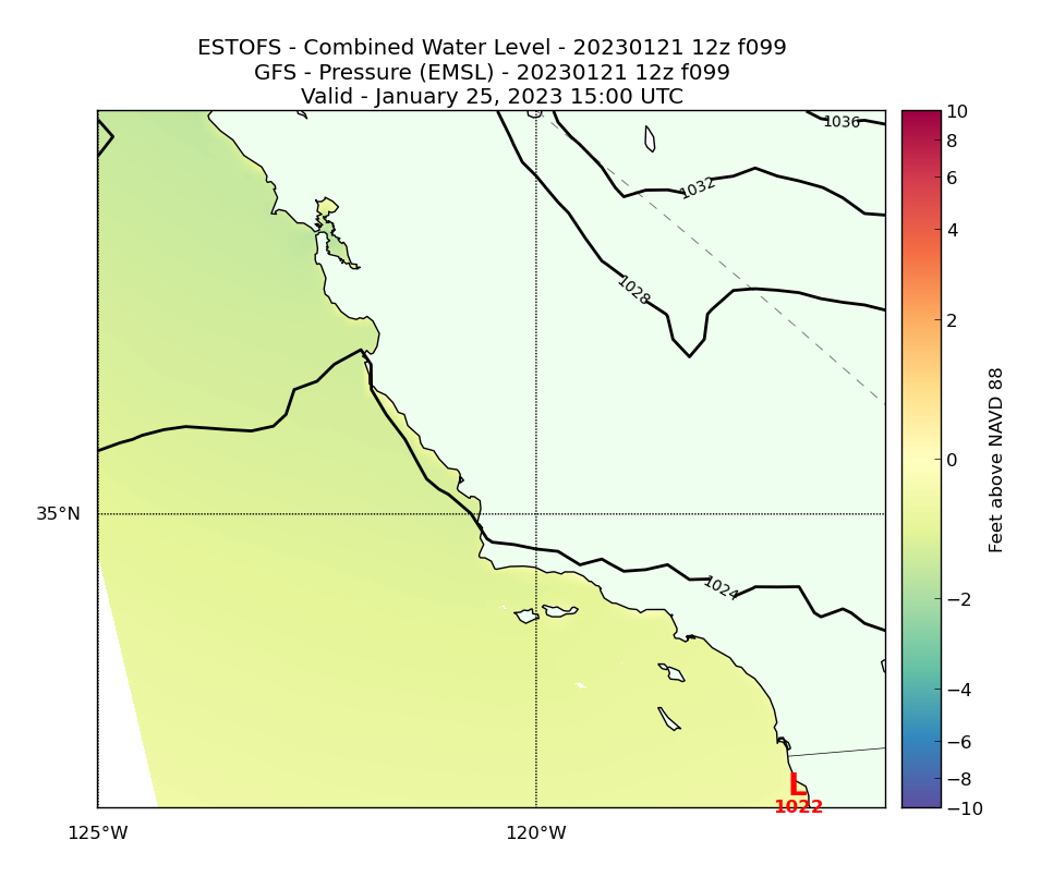 ESTOFS 99 Hour Total Water Level image (ft)