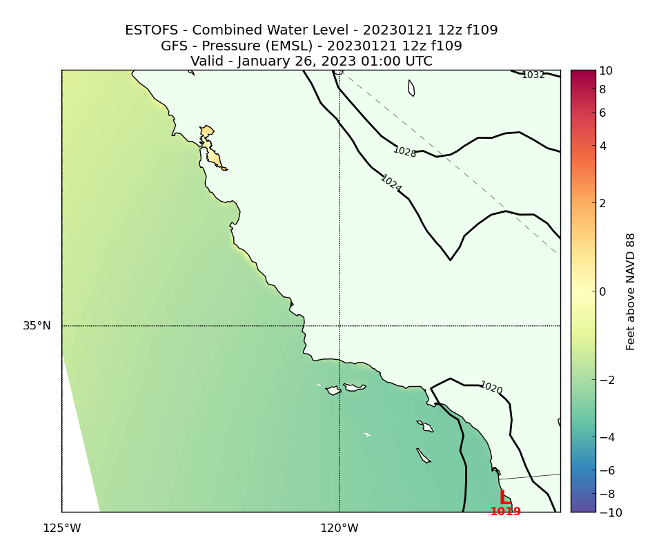 ESTOFS 109 Hour Total Water Level image (ft)