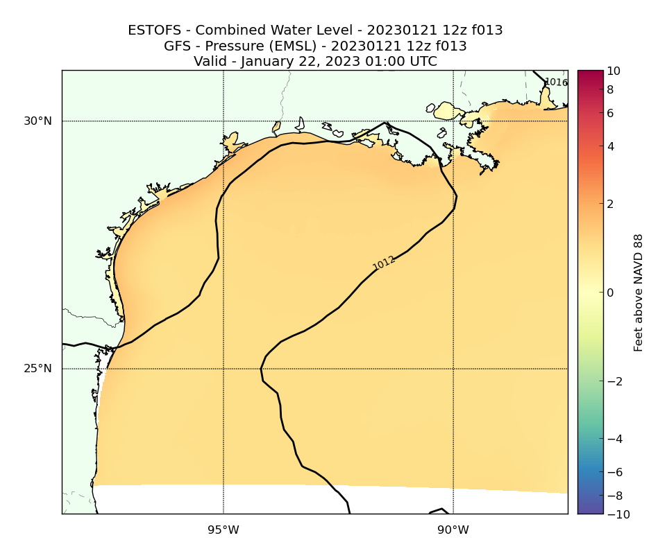 ESTOFS 13 Hour Total Water Level image (ft)