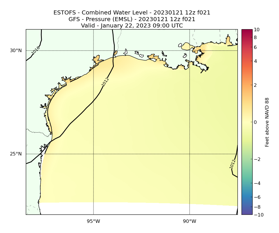 ESTOFS 21 Hour Total Water Level image (ft)