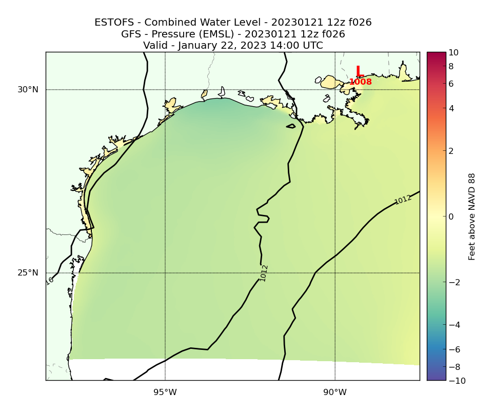 ESTOFS 26 Hour Total Water Level image (ft)