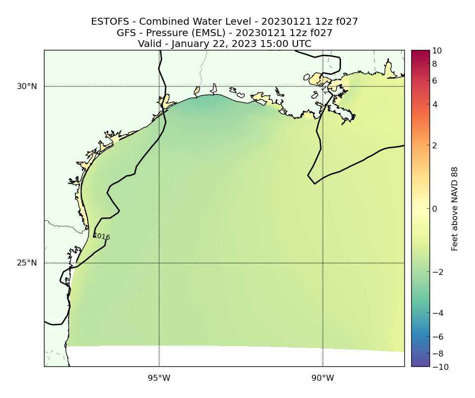 ESTOFS 27 Hour Total Water Level image (ft)