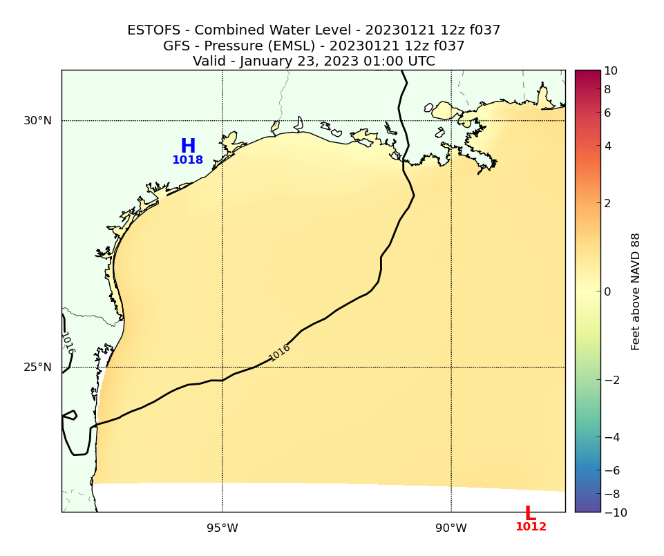 ESTOFS 37 Hour Total Water Level image (ft)