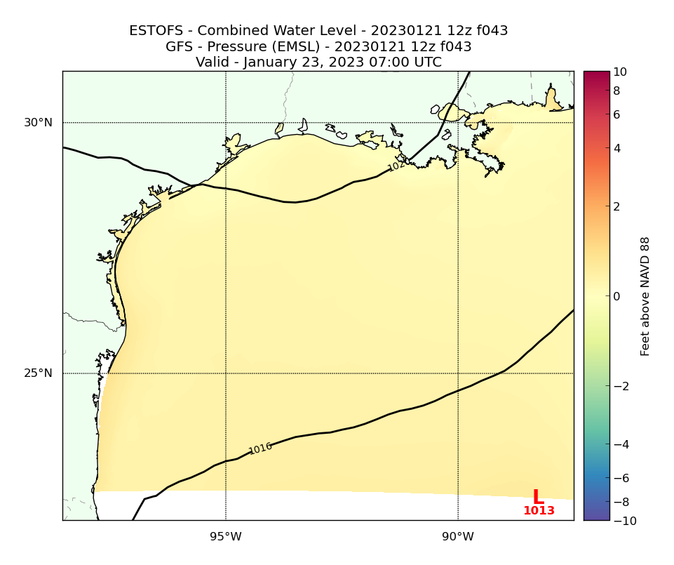 ESTOFS 43 Hour Total Water Level image (ft)
